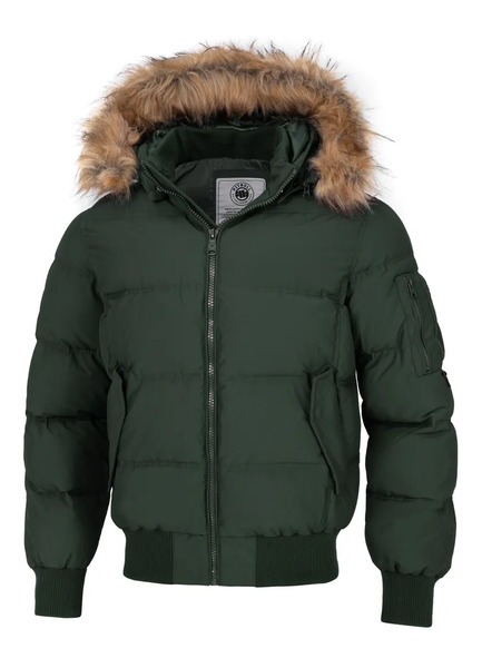 PIT BULL &quot;BURNT&quot; quilted winter jacket with hood - olive