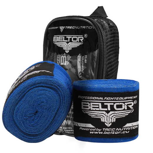 Boxing bandage Beltor wraps 3m elastic + case - blue