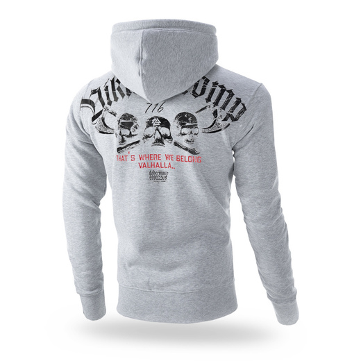 Dobermans Aggressive &quot;MY VALHALLA BZ272&quot; zip-up sweatshirt with hood - gray