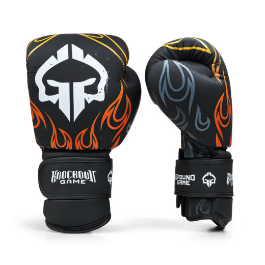 Ground Game Leather Boxing Gloves &quot;FLAMES&quot; 