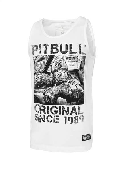 Tank top slim fit PIT BULL &quot;Drive&quot; - white