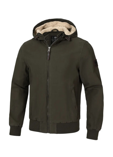 Men&#39;s winter jacket with hood PIT BULL CRIMSON - olive