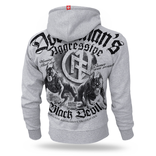 Dobermans Aggressive Zip Hoodie &quot;Black Devil BZ198&quot; - gray