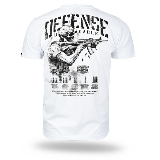 T-shirt Dobermans Aggressive &quot;DEFENSE UNBREAKABLE&quot; TS377B - white