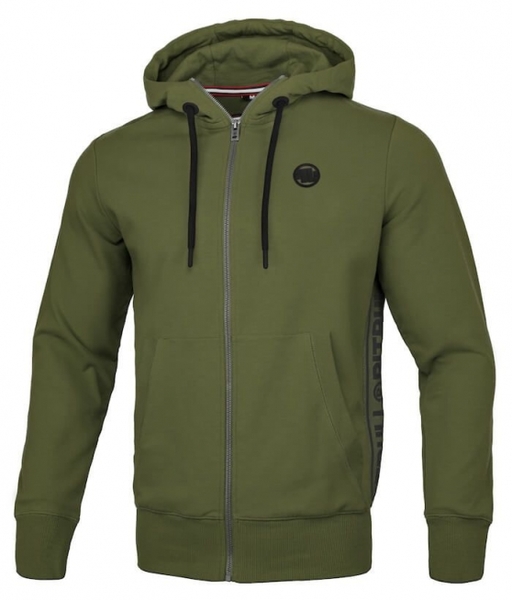 PIT BULL &quot;Small Logo&quot; French Terry &#39;21 zipped hooded sweatshirt - olive