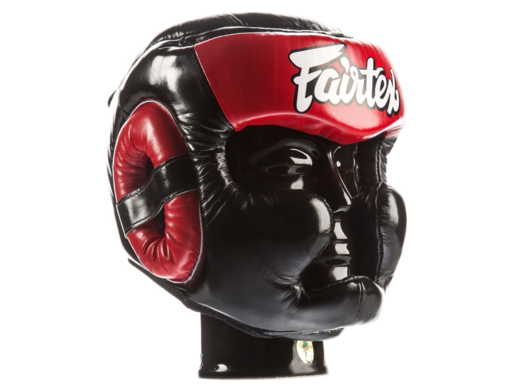 FAIRTEX boxing sparring helmet head protector HG13 (black/red) &quot;Diagonal Vision Sparring&quot; &quot;K&quot;