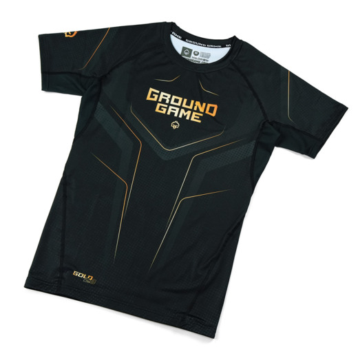 Ground Game &quot;GOLD 2.0&quot; Men&#39;s Short Sleeve Rashguard - Black