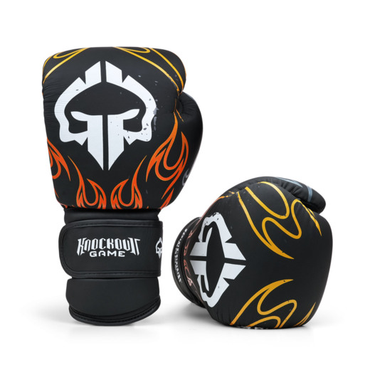 Ground Game Leather Boxing Gloves &quot;FLAMES&quot; 