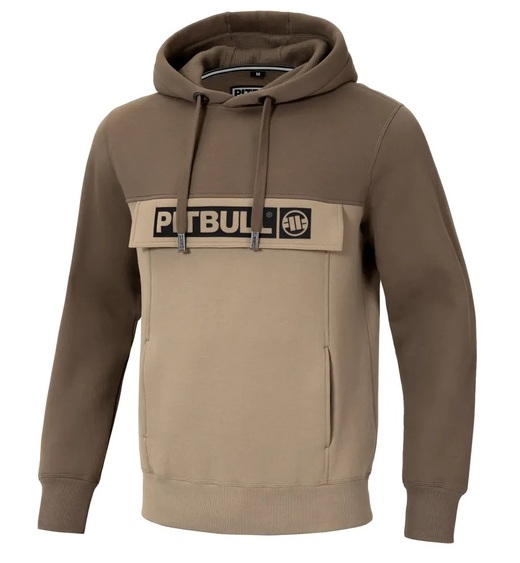 PIT BULL Two-Color Hilltop Men&#39;s Hoodie - Brown/Sand