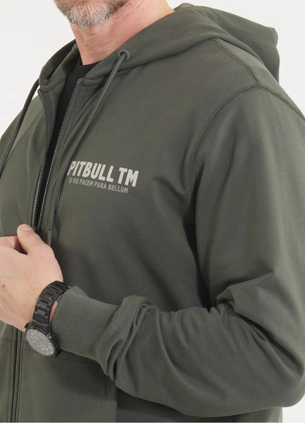 Men&#39;s zip-up hoodie PIT BULL PARA BELLUM - olive