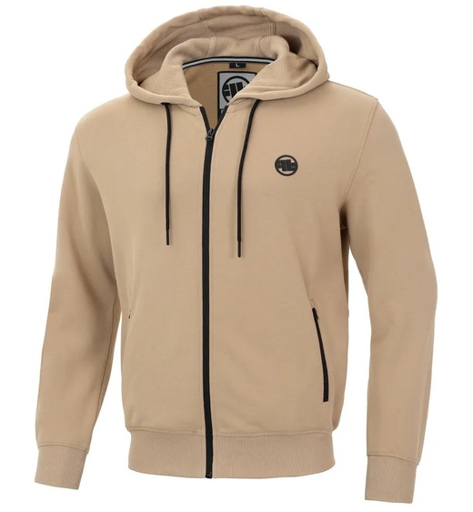 Men&#39;s Zip Hoodie PIT BULL Terry Small Logo - Sand