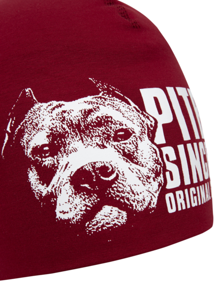 Czapka zimowa bawełniana PIT BULL "Blood dog '23" - burgundy