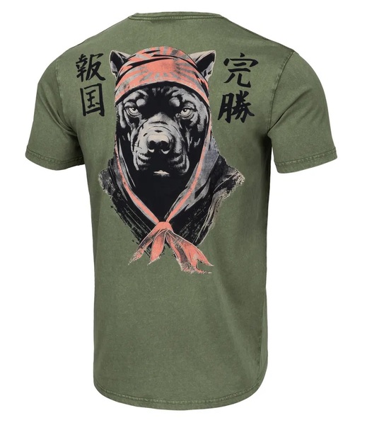 Pit Bull Denim Washed Bravery men&#39;s T-shirt - olive