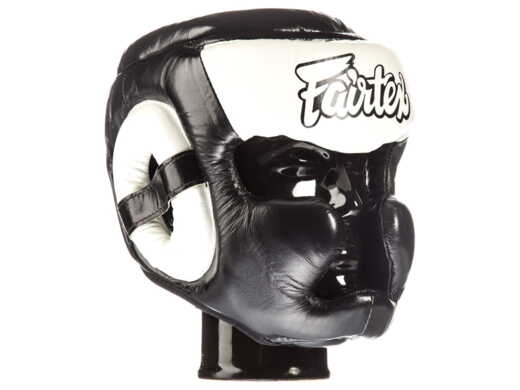 Ochraniacz głowy kask bokserski FAIRTEX sparingowy HG13 (black/white) "Diagonal Vision Sparring" "K"