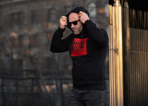 Dobermans Aggressive Hoodie &quot;RUBBER LOGO RED BK365A&quot; - Black