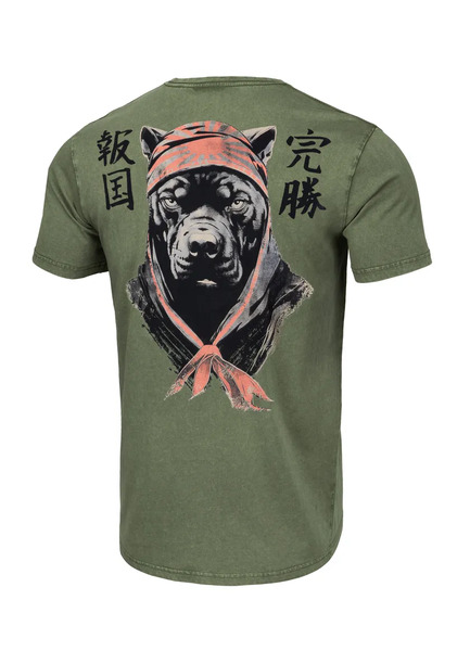 Pit Bull Denim Washed Bravery men&#39;s T-shirt - olive