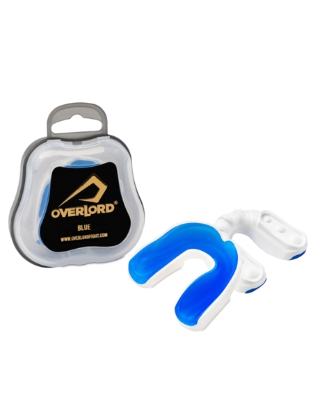 Single gel mouthguard Mr. Dragon white and blue