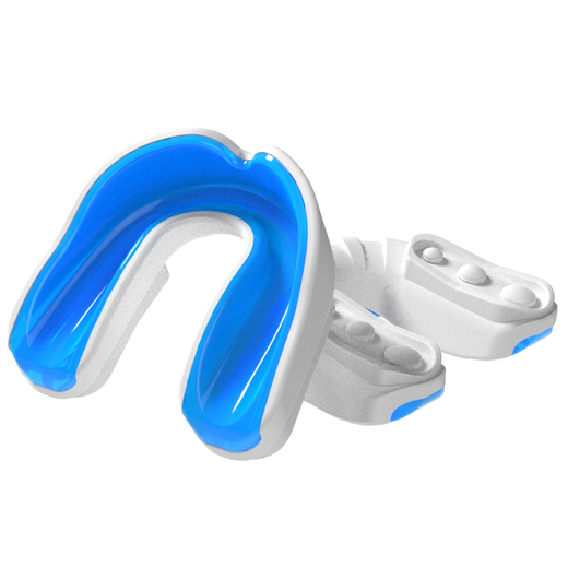 Single gel mouthguard Mr. Dragon white and blue