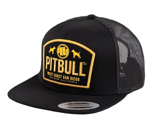 PIT BULL &quot;DOGS&quot; Snapback Flat Mesh Cap - Black