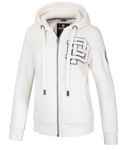 Women&#39;s Hooded Zip-Up Sweatshirt Pit Bull SHERPA RUFFINA - White