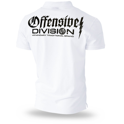 Dobermans Aggressive Polo T-shirt &quot;OFFENSIVE DIVISION TSP214&quot; - white