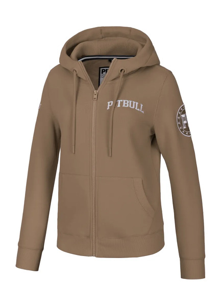 Women&#39;s Hooded Zip-Up Sweatshirt Pit Bull TYRIAN - Brown