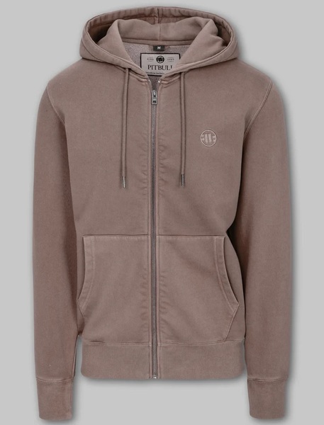 PIT BULL Washed LANCASTER II Zip Hoodie - Burgundy