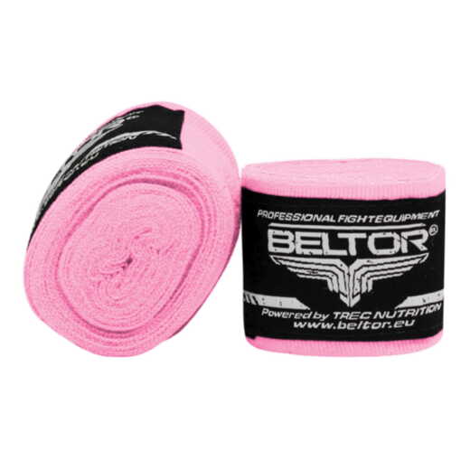 Beltor boxing bandage wraps 3m elastic + case - pink