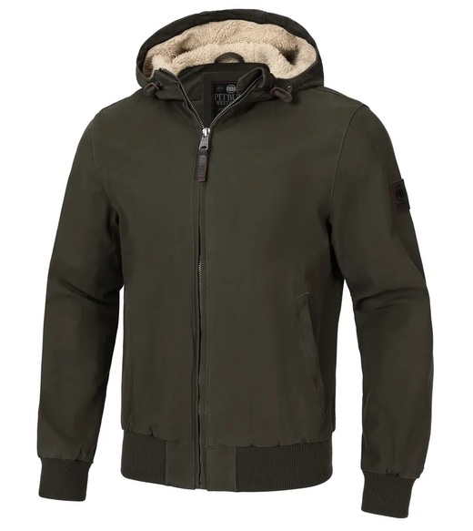 Men&#39;s winter jacket with hood PIT BULL CRIMSON - olive