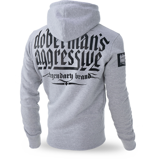 Dobermans Aggressive Zip Hoodie &quot;Legendary BZ239&quot; - gray