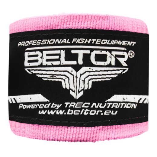 Beltor boxing bandage wraps 3m elastic + case - pink