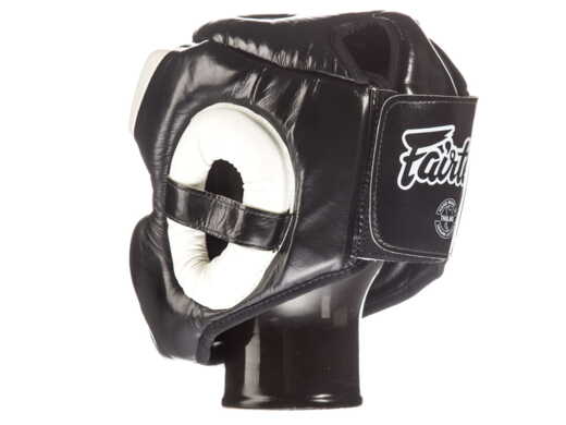 Ochraniacz głowy kask bokserski FAIRTEX sparingowy HG13 (black/white) "Diagonal Vision Sparring" "K"