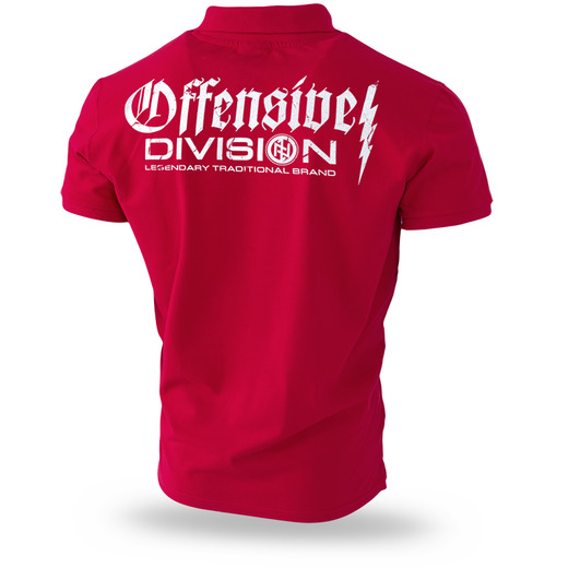 Dobermans Aggressive Polo T-shirt &quot;OFFENSIVE DIVISION TSP214&quot; - red