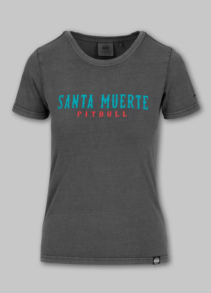 PIT BULL Denim Washed Santa Muerte 25 Women&#39;s T-shirt - Graphite  