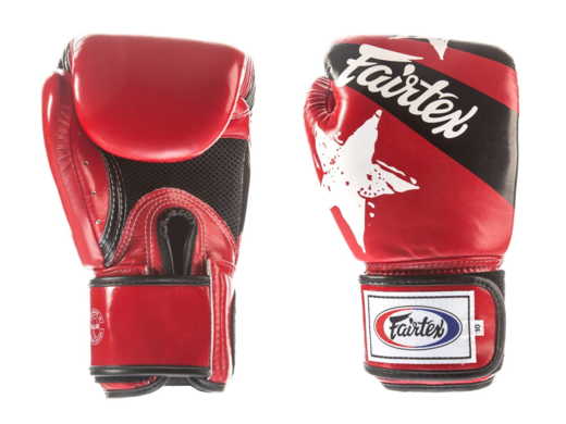 FAIRTEX BGV1-N BOXING GLOVES (red / black) &quot;Nation Print&quot; &quot;K&quot;