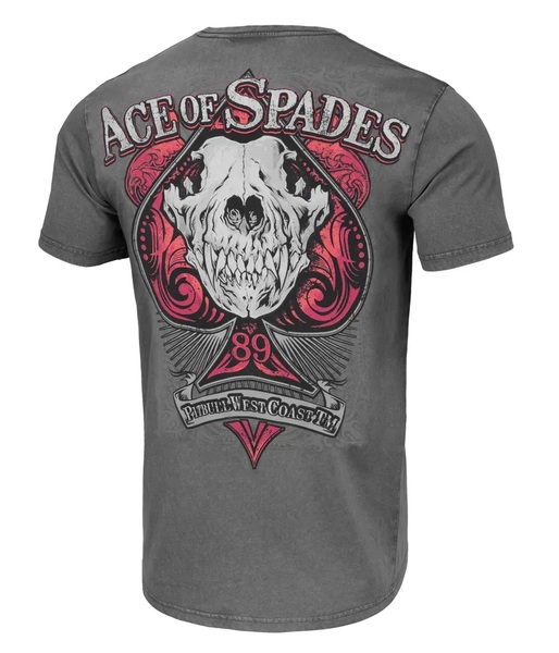 Koszulka męska Pit Bull Denim Washed ACE OF SPADES II - grafitowa