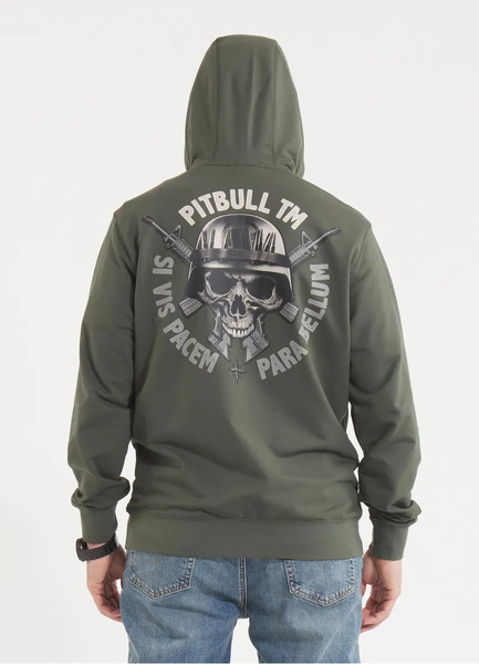 Men&#39;s zip-up hoodie PIT BULL PARA BELLUM - olive