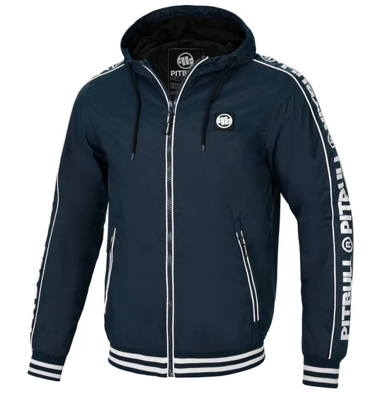 Men&#39;s transitional jacket with hood PIT BULL &quot;WHITEWOOD&quot; - navy blue