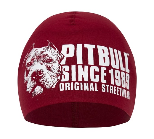 Cotton winter hat PIT BULL &quot;Blood dog &#39;23&quot; - burgundy