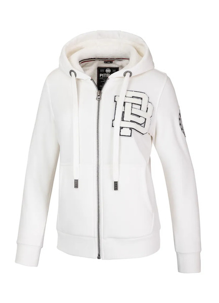 Women&#39;s Hooded Zip-Up Sweatshirt Pit Bull SHERPA RUFFINA - White