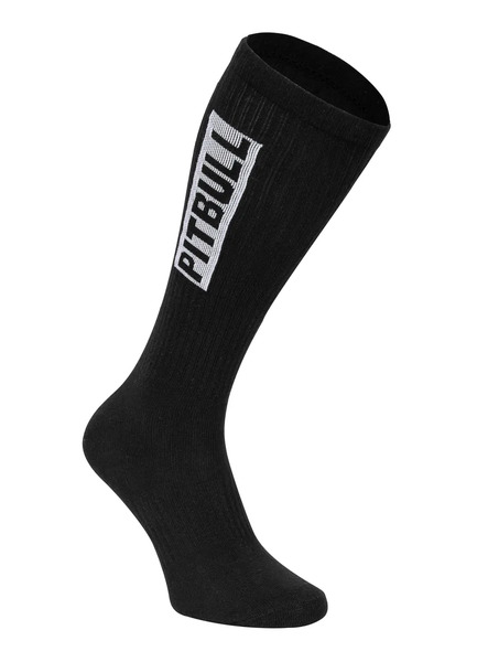 Long High Crew Pitbull Socks thin 3-pack - black