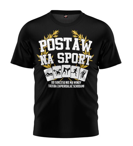 T-shirt "Postaw na Sport" odzież uliczna - czarna