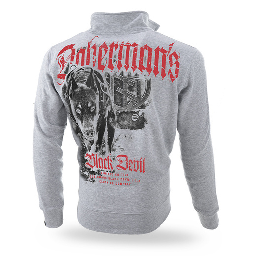 Dobermans Aggressive zip-up sweatshirt &quot;BLACK DEVIL BCZ154&quot; - gray