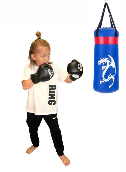 Boxing set for children 50 cm bag and blue ring gloves