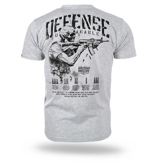 T-shirt Dobermans Aggressive &quot;DEFENSE UNBREAKABLE&quot; TS377E - gray