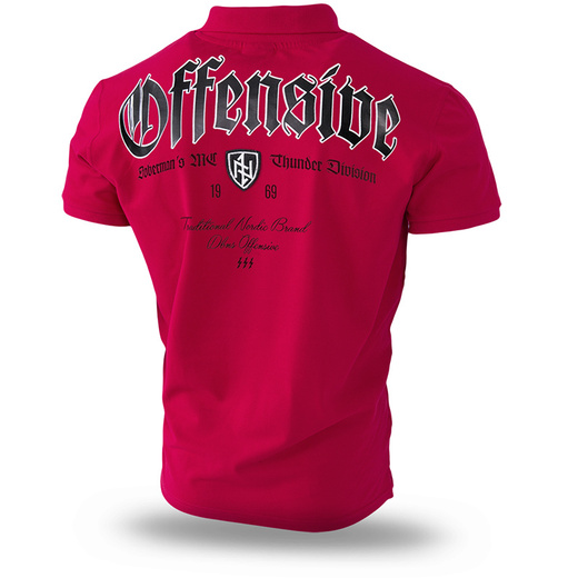 Dobermans Aggressive Polo T-shirt &quot;THUNDER OFFENSIVE TSP225&quot; - red