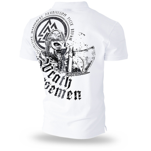 Polo Shirt Dobermans Aggressive &quot;WRATH NORSEMEN TSP208&quot; - white