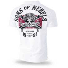 Polo Shirt Dobermans Aggressive &quot;SONS OF REBELS TSP196&quot; - white