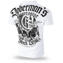 Polo Shirt Dobermans Aggressive &quot;BLACK DEVIL II TSP198&quot; - white