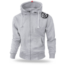 Dobermans Aggressive zip-up hoodie &quot;RUTHLESS&amp;SAVAGE BZ199&quot; - gray